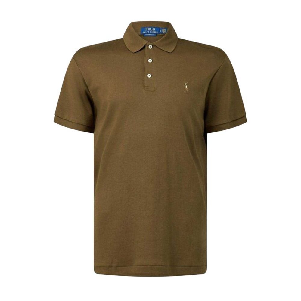 Ralph Lauren Mens Pima Cotton Slim Short-Sleeved Polo Shirt / Brown